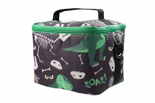 caseroxx Tasche für Tiptoi® Stift & Zubehör – Kinder-Umhängetasche mit Trennfach & Gurt | Passend für Stift, Ladestation & Kabel | Designs: Einhorn, Dino, Ritter, Herzen Schwarz-Dinosauriermuster von caseroxx