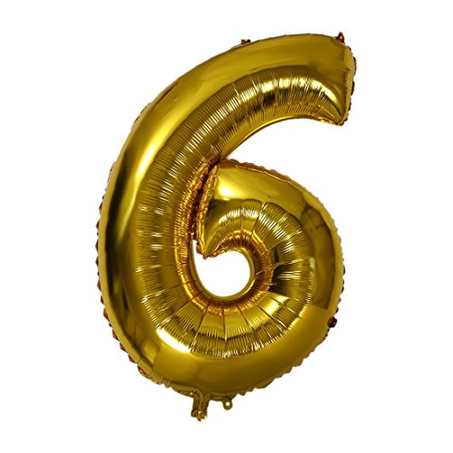 casstaly 40 Zoll Zahlenballons aus Aluminium, Helium, aufblasbar, Festa, Hochzeit, Geburtstag, Party, 6 von casstaly