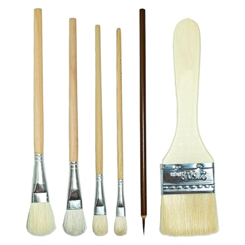 casstaly 6er-Pack Malpinsel, Keramik-Glasurpinsel, Aquarell-Wollpinsel-Set, Töpferwerkzeuge, Geeignet für Schüler und Erwachsene, Langlebig, Einfach zu Verwenden von casstaly