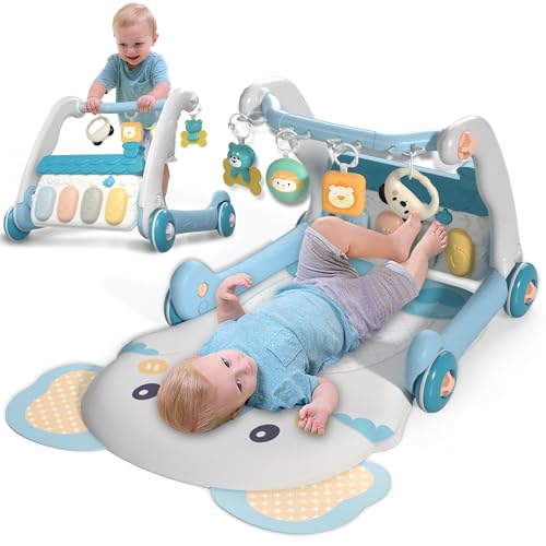 Baby-Piano-Spielmatte, Aktivitäts-Fitnessstudio und Aktivitätscenter-Fitnessstudio, 2 in 1 (Blue) von caterbee
