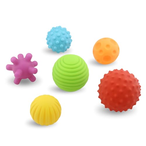 Sensorische Badespielzeuge für Babys, 6 Strukturierte Schwimmbälle, Mehrfarbig (Muti) von caterbee