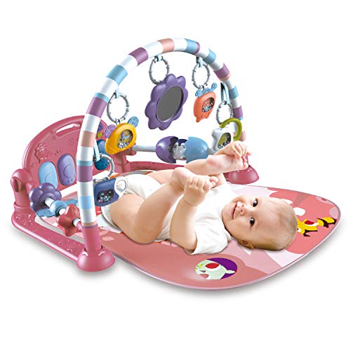 Spielmatte Kick and Play Piano Gym, Neugeborenes Aktivitätsspielzeug mit Klavier, Spielmatte Aktivitätsgymnastik für Baby (Pink) von caterbee