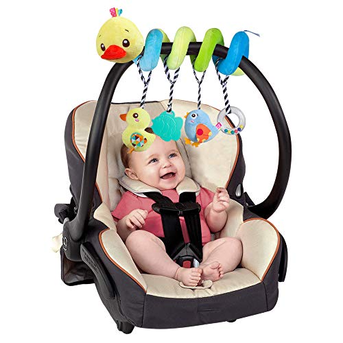 caterbee Baby-Autositz-Spielzeug, Aktivitätsspirale, Plüsch-Kinderwagen-Stange, Spielzeug für Jungen oder Mädchen (Ente) von caterbee