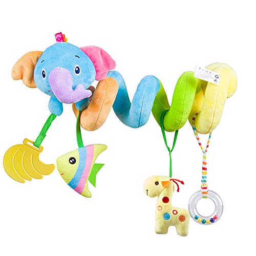 caterbee Baby-Autositz-Spielzeug, Aktivitätsspirale, Plüsch-Kinderwagen-Hängespielzeug, Krippen-Zubehör mit Jungen oder Mädchen (Elefant) von caterbee