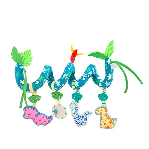 caterbee Baby-Autositz-Spielzeug mit Quietschgeräusch für Jungen oder Mädchen, Aktivitäts-Spiral-Plüschspielzeug für Kinderwagen und Reisen (Dinosaurier) von caterbee