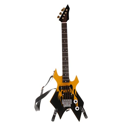 1/6 Scale Miniatur Holz E-Bass Modell in Gelb für Actionfiguren Miniatur Bass Gitarre Instrument Modell von catgol