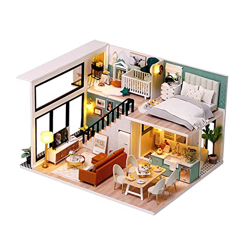 DIY Miniatur Puppenhaus Kit mit Möbeln Holzhaus Holz Puppenhaus Miniaturen DIY Haus Kit mit Abdeckung und LED-Licht DIY Miniatur Puppenhaus Kit mit Möbeln Holzhaus Holz Puppenhaus Miniaturen DIY Haus Kit mit Abdeckung und LED-Licht von catgol