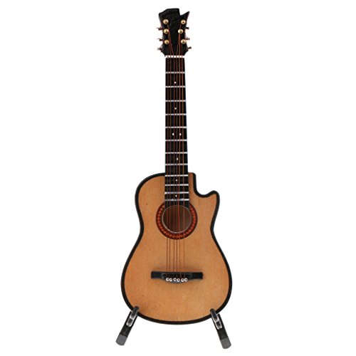 Miniatur-Gitarrenmodell aus Holz im Maßstab 1:6, Miniatur-Musikinstrument für Actionfiguren, Dekoration, Holzfarbe von catgol