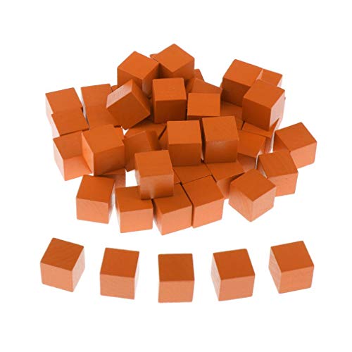catgol 50pcs Farbe Holz Quadratische Blöcke für Handwerk und DIY Projekte, Orange von catgol