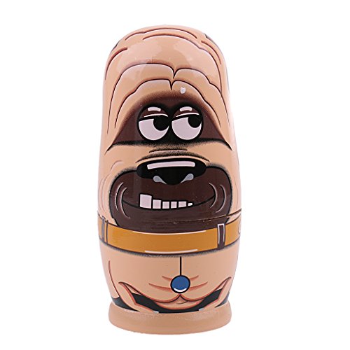 catgol Handbemalte russische Nistpuppe – 6-teiliges Tier-Set aus mehrfarbigem Holz von catgol