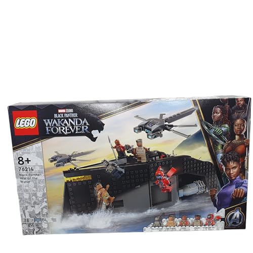 Für Lego 76214 Krieg auf dem Wasser – Schiff, Boot Black Panther – mit 5 Minifigs Super Helden Film – Spielset Konstruktion und Karte von cavernedesjouets