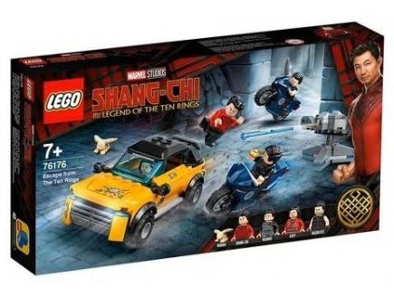 Für Lego Shang chi 76176 Die Flucht der zehn Ringe – Figuren Super Heros, Motorräder, Auto – Bauspiel + Karte von cavernedesjouets