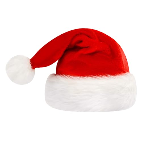 ccHuDE Weihnachtsmütze aus Samt, Plüsch, Weihnachtsmannmütze, Weihnachtsmannmütze, Unisex, Erwachsene, klassisch, lustig, Rot von ccHuDE