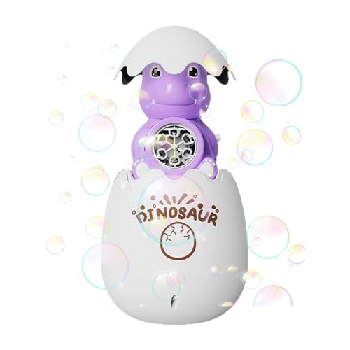 Bubble Machine, Dinosaur Egg Blower, Light-Up Bubble Maker, Interactive Glow Effect, Educational Toy Design, Kids, Garden, Birthday, Easter, Beach Use, 15.3x11.7cm Purple Blue von ccuzs