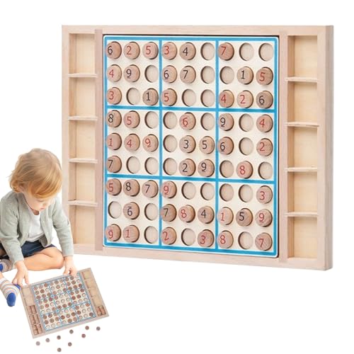 Desktop Board Game, Wooden Number Game, Interactive Puzzle Toy with Multilevel Difficulty and Wood Construction for Learning and Brain Development at Home, School von ccuzs