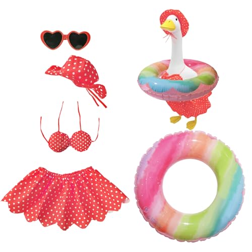 Kleidung für -Gänse, Kleidung für Gänse - Zubehör mit Bikini Aufblasbarer Ring Sonnenbrille Hut Gartendekoration Hawaiianischer Stil für Partys im Freien von ccuzs