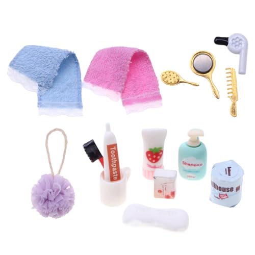 Miniature Bathroom Vanity Accessories, 1:12 Scale Playhouse Set, Hair Dryer Comb Simulation, Decorative small Bathroom Accessories for Playhouse Decoration von ccuzs