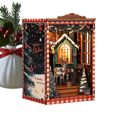 Miniaturhaus Bausatz für Erwachsene - 3D Holz Puzzle Gebäude Weihnachtshaus Bastelset | Deko Modellbau Bastelset für Kinder Erwachsene Arbeitszimmer Wohnheim Homeoffice Geschäft Schlafzimmer von ccuzs