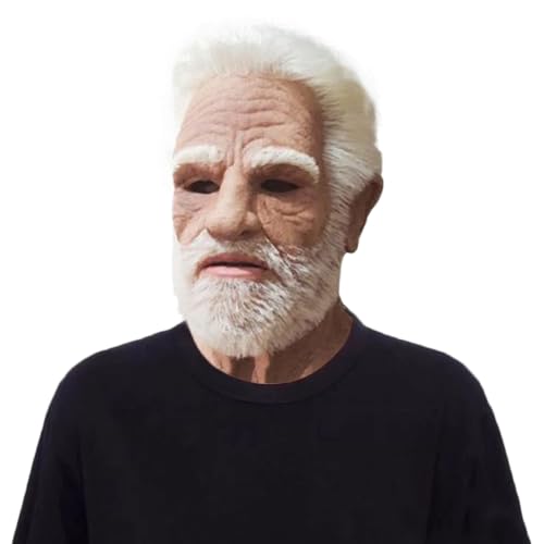 Old Man Face - Gruselige Halloween-Latexabdeckung | Verstellbare Kostüm-Kopfbedeckung mit realistischer Falte und bequemer Passform für Erwachsene, Spukhaus oder Karnevalsparty, 260g Old Man Face - Gruselige Halloween-Latexabdeckung | Verstellbare Kostüm-Kopfbedeckung mit realistischer Falte und bequemer Passform für Erwachsene, Spukhaus oder Karnevalsparty, 260g von ccuzs