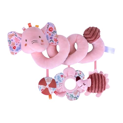 ccuzs Plush Stroller Toy, Soft Sensory Animal Toy with Squeaker and Rattle, Stretchable Hanging with a Squeaker Rattle and Crinkle Textures for Crib and Bassinet, 15.75x11.81 inches von ccuzs