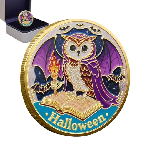 ccuzs Sammelmünze | Halloween Eule Motiv Metall Challenge Coin,Dekorationsstück für Schreibtisch Männer und Frauen Enthusiasten Arbeitszimmer Wohnzimmer Schlafzimmer Tisch und Feiertage von ccuzs