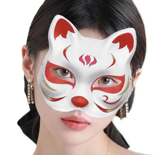 ccuzs Weiße Katzenmaske, unlackierte Auto-Maske | Masken zum Verkleiden von leeren Tieren - Halbgesichtsabdeckung, Handwerksmaske, Kostümzubehör für Gastgeschenke von ccuzs