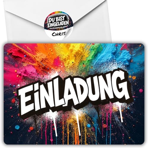 12x Graffiti Einladungskarten Nr.3 - Für den Kindergeburtstag von Jungen & Mädchen - Neon Graffiti Geburtstagseinladungen +12 Umschläge +12 Sticker 12x Graffiti Einladungskarten Nr.3 - Für den Kindergeburtstag von Jungen & Mädchen - Neon Graffiti Geburtstagseinladungen +12 Umschläge +12 Sticker von celebr8te