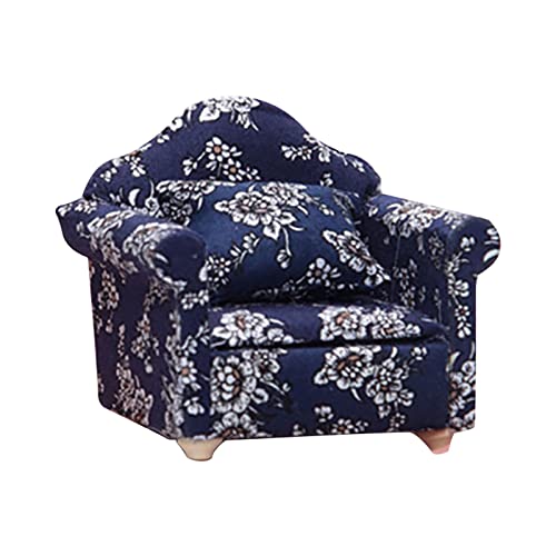 cfpqv 1:12 Puppenhaus Puppenhaus Möbel Wohnzimmer Szene Modell Blumengewebe Doppelsofa Schreibtisch Zubehör Kinderzimmer (E, One Size) von cfpqv