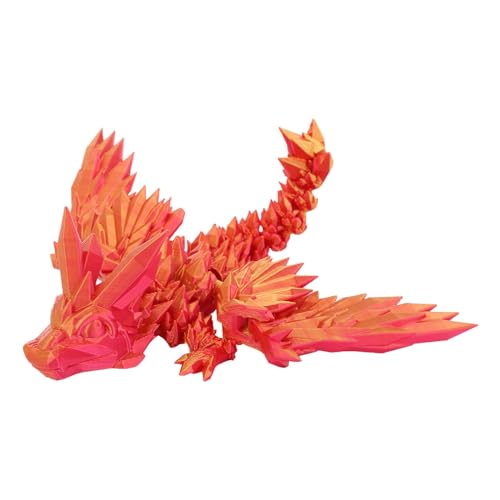 cfpqv 3D-Gedruckter Drache mit Flügel, voll beweglicher Fliegender Flügel, Drachenspielzeug, Heimbüro-Dekoration, Ostergeschenk für Drachenliebhaber, groß Kindertisch Buntstift (Red, One Size) von cfpqv