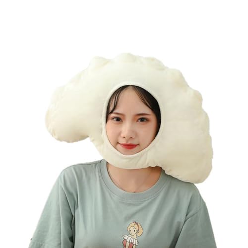 cfpqv Dumpling Headgear Hat Plush Headgear. Photo Prop Prop Headgear. Winter Mütze Und Schal Mädchen (Beige, One Size) von cfpqv