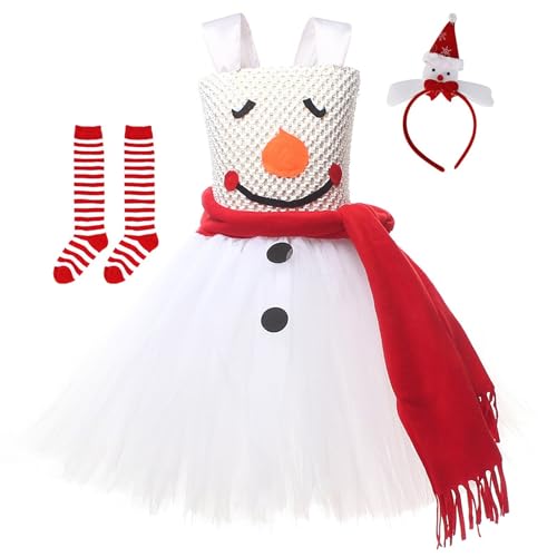 cfpqv Girl's Christmas White Mesh Role Play Costume Dress Poncho Alternativ Schmuck (White, 2-3 Years) von cfpqv