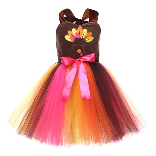 cfpqv Girls Thanksgiving Turkey Cos Costume Dress Dress Jeansrock Damen 48 (Watermelon Red, 4-5 Years) von cfpqv