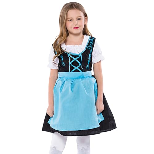 cfpqv Mädchen 2PC Sculpting Bühnenkostüm 1PC Tops + 1 PC Kleid Halloween Oktoberfest Kleid Body Sculpting Bühnenkostüm Kostüm Glitzer (Blue, 7-8 Years) von cfpqv