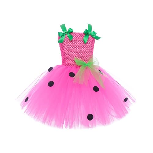 cfpqv Mädchen Erdbeere Mesh Tutu Urlaub Bühne Leistung Kostüme Halloween Rolle Spielen Kostüme Weihnachten 10 (Hot Pink, 2-3 Years) von cfpqv