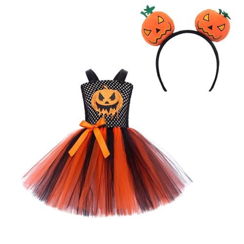 cfpqv Mädchen Halloween Kleid Festival Cosplay Rollenspiele Kostüme Mesh Kleid Hosenketten Silber (Black, 4-5 Years) von cfpqv