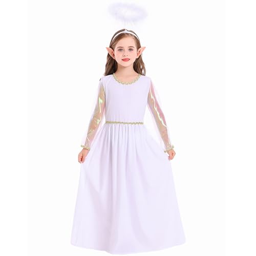 cfpqv White Angel Costume Cosplay Dress Performing Costume Angel Girl Adventskalender Geschichten (White, 4-5 Years) von cfpqv