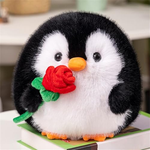 champracer 20 cm Pinguin Kuscheltier Süß, Pinguin Stofftier PlüSchtier, Stofftier Schmusetier Zum Kuscheln & Spielen, Kuscheltier Pinguin PlüSchtier für MäDchen (Schwarz-Rose, 20 cm) von champracer