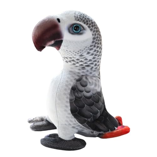 22cm Weicher und Bequemer Plüsch Papagei,Plüschtier Papagei Stofftier, Kawaii Papagei Plüsch, Realistisch Kuscheltier,Kinderzimmer Dekokissen Geburtstagsgeschenk für Kinder Erwachsene (22cm,Grau) von champracer