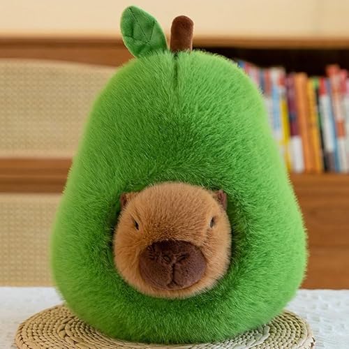 champracer Avocado Capybara Plüschtier, Capybara Avocado Meerschweinchen Plüschtier, Niedlichen Kuscheltier, Simulation Plüschpuppen Nehmbare Kopfbedeckung, Geschenk für MäDchen Jungen (45 cm) von champracer