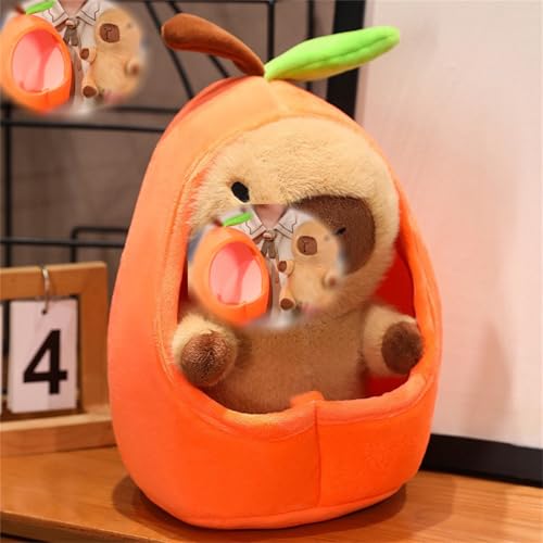 Avocado Capybara Stofftier, 2 in 1 Avocado Capybara Kuscheltier, Abnehmbar Capybara Spielzeug, Neu Simulation Capybara Plüschtier, Weiche Süßes Capybara Plüschkissen Für Kinder (20 cm,Karotte) von champracer