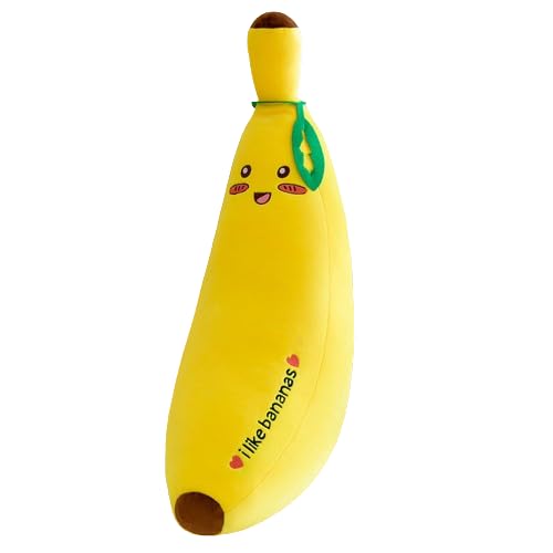 champracer Banane PlüSchtier Puppe Wurfkissen, PlüSch Kuscheltier Banane PlüSchkissen Spielzeug, Schmusetier Geschenk, zum Spielen und Kuscheln für Kinder MäDchen Jungen (35 cm,Glücklich) von champracer