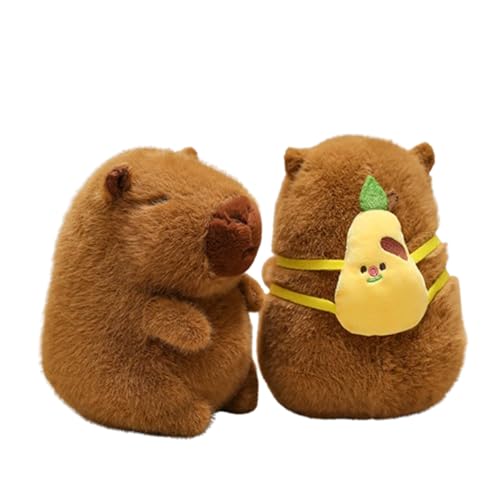 Capybara Plüschtier, Capybara mit Hamburger Rucksack, Niedliche Capybara Kuscheltier Capybara Kuscheltiere Plüschtier Stofftier Capybara Geschenk, Capybara Plush Für Mädchen Jungen (20cm,Birne) von champracer