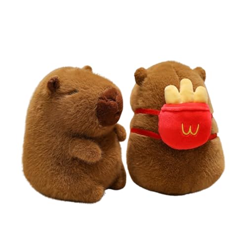Capybara Plüschtier, Capybara mit Hamburger Rucksack, Niedliche Capybara Kuscheltier Capybara Kuscheltiere Plüschtier Stofftier Capybara Geschenk, Capybara Plush Für Mädchen Jungen (20cm,Pommes) von champracer
