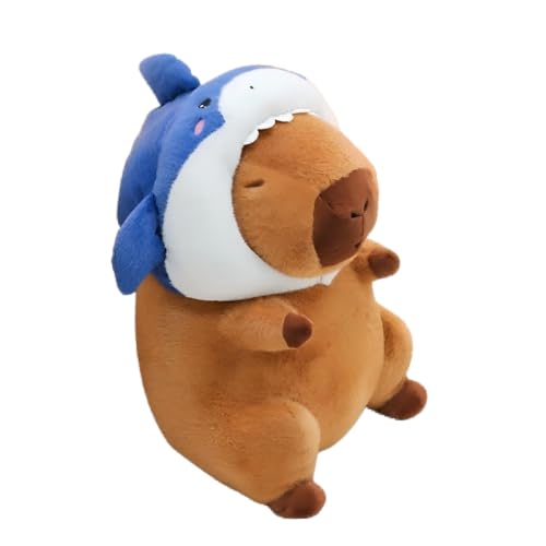 Capybara Plüschtier Kinder Capibara Kuscheltier mit Blauer Mütze Wombat Capybara Kissen Capybara Plush Toy Niedliche Tier Spielzeug Plüsch Kreative Hai Plüschtiere Geschenke (35 cm,Braun) von champracer