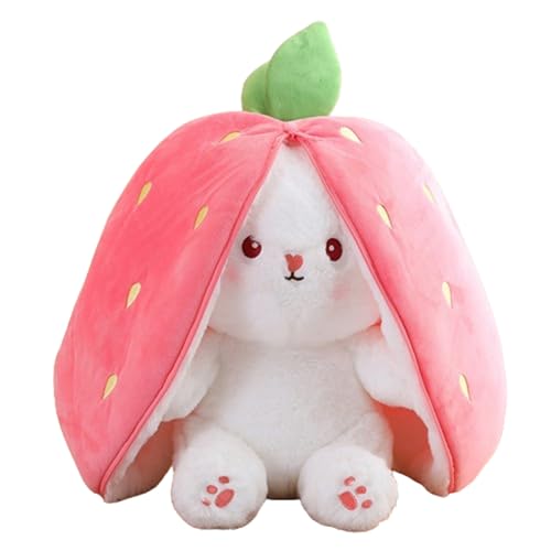 Champracer Hase Kuscheltier Plüschtiere Erdbeer Osterhase Plüsch Erdbeere Kaninchen Puppe Plüschtier transformierende Frucht Kaninchen Plüsch Ostergeschenke (18 cm,Erdbeer-Häschen) von champracer