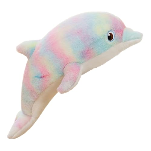 Delphin Plüschtier, Niedlicher Regenbogen Delphin Plüsch, Plüschtier Plüschtier für Kinder und Baby, Bunter Delphin Plüsch Meerestiere, Kuscheliges Kuscheltier, Weiches Kuscheltier (70cm,Bunt) von champracer