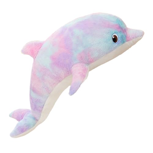 Delphin Plüschtier, Niedlicher Regenbogen Delphin Plüsch, Plüschtier Plüschtier für Kinder und Baby, Bunter Delphin Plüsch Meerestiere, Kuscheliges Kuscheltier, Weiches Kuscheltier (70cm,Lila) von champracer