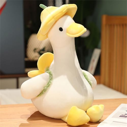 Ente Plüschtier, Blumen Ente Plüschtier, Niedliches Enten-Plüschtier Mit Blumenhut, Nette Blume Ente Weiche Plüsch Spielzeug, Geschenk für Kinder Zu Ostern, Feiertagen, Geburtstag (Gelb, 55 cm) von champracer