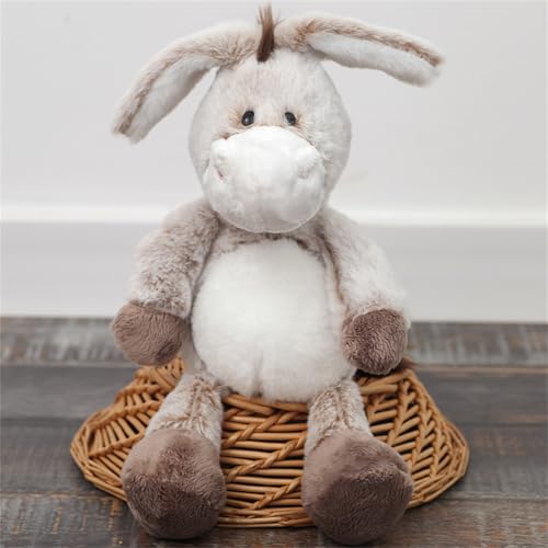 champracer Esel Puppe, Trotro Der Kleine Esel, Stehendes Kuscheltier Esel, Niedliche HäNgende Eselpuppe, Naturgetreues Stofftier Aus Weichem PlüSch Zum Kuscheln Und Spielen (Braun, 32 cm) von champracer