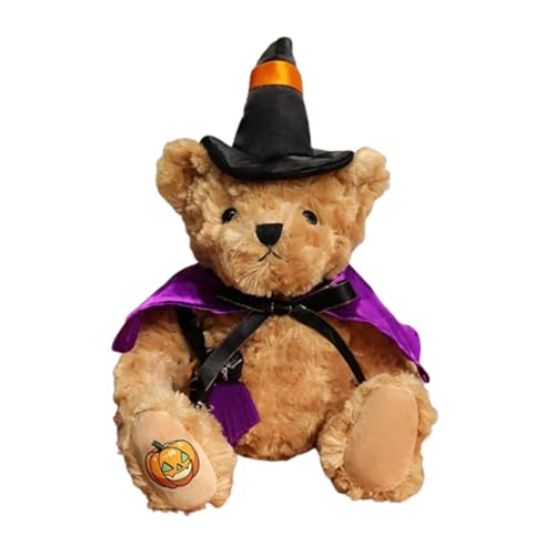 Halloween Kuscheltier Bären, tofftier-Plüschtier, Squishy-Bär-Spielzeug, Halloween Teddybär mit Kürbis Plüschtier,für Kinder Hallo-ween Geburtstagsgeschenke Weiches Bett Sofa Deko (Lila,32cm) von champracer